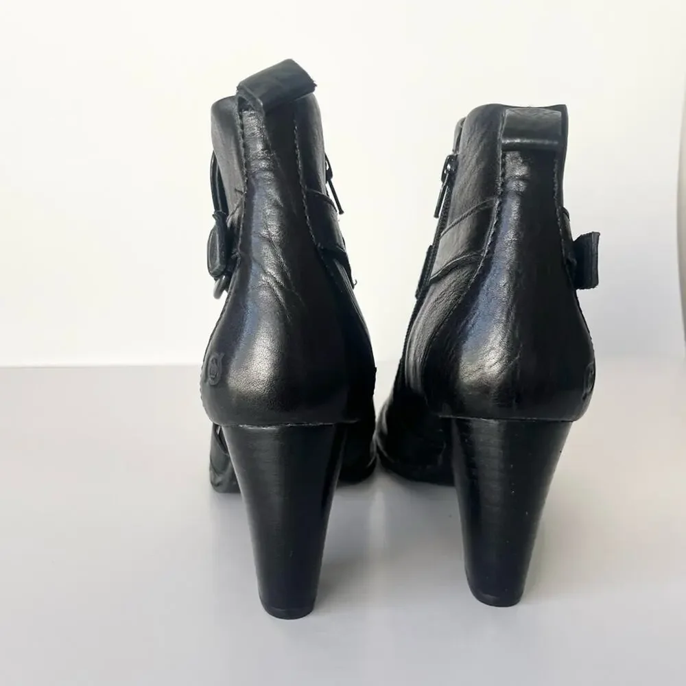 Born Shola leather Moto ankle boots black 9.5